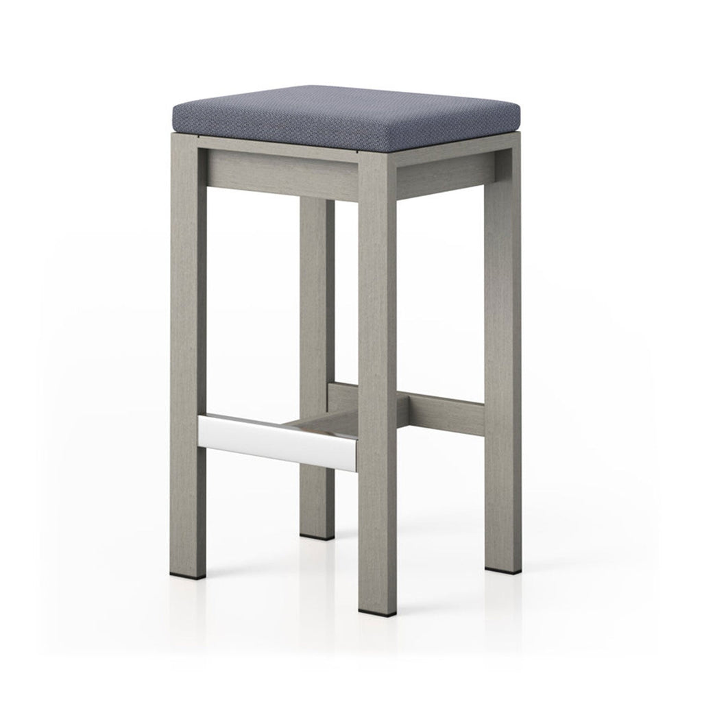Rene Upholstered Backless Teak Outdoor Bar Stool