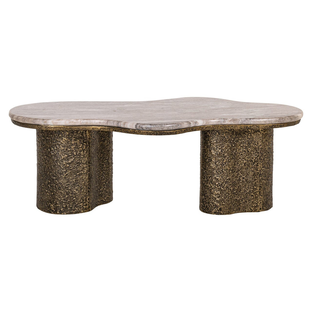 Rolter Neutral Marble Coffee Table with Brushed Brass Base