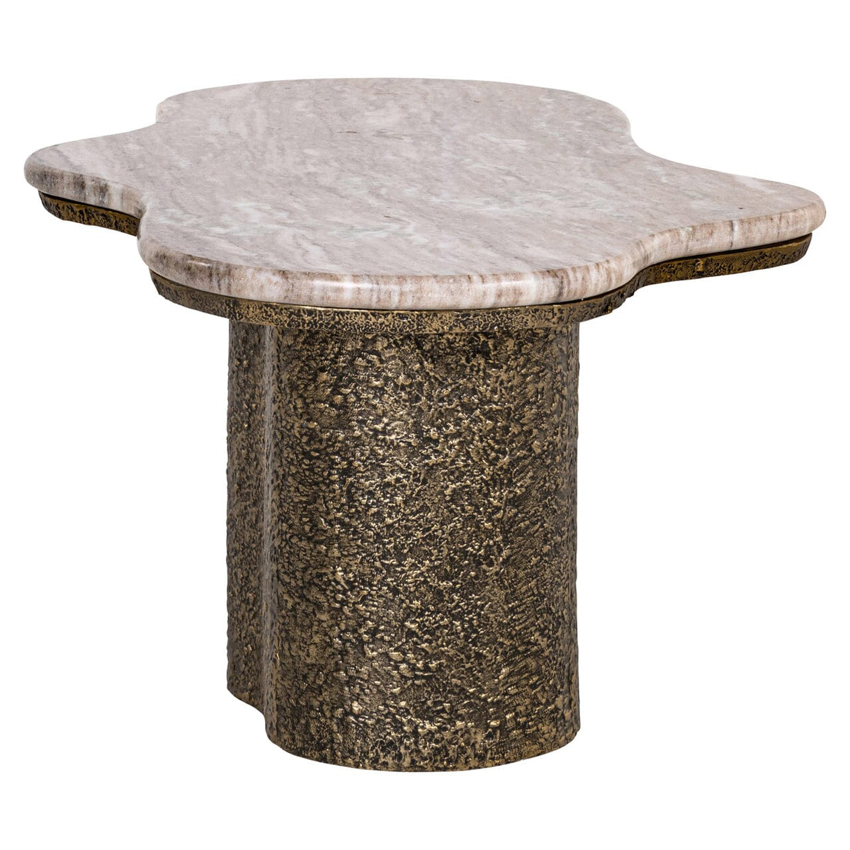 Rolter Neutral Marble Coffee Table with Brushed Brass Base