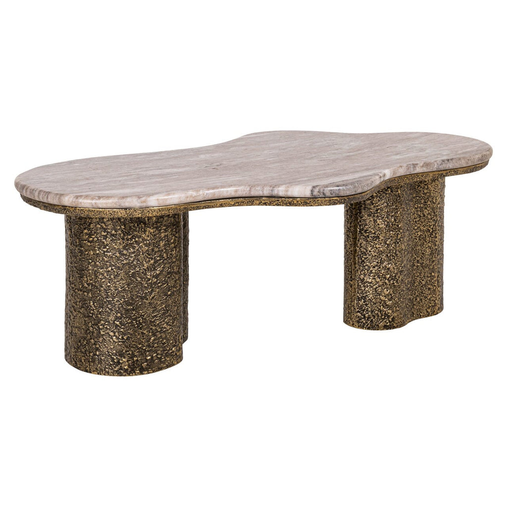 Rolter Neutral Marble Coffee Table with Brushed Brass Base