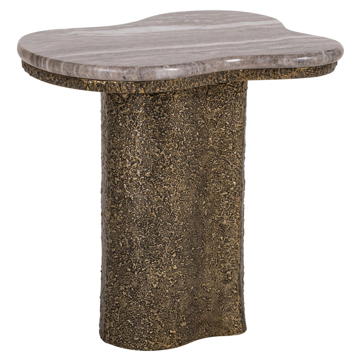 Rolter Neutral Marble Side Table with Brushed Brass Base