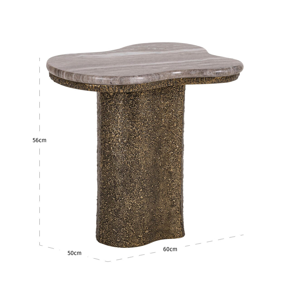 Rolter Neutral Marble Side Table with Brushed Brass Base