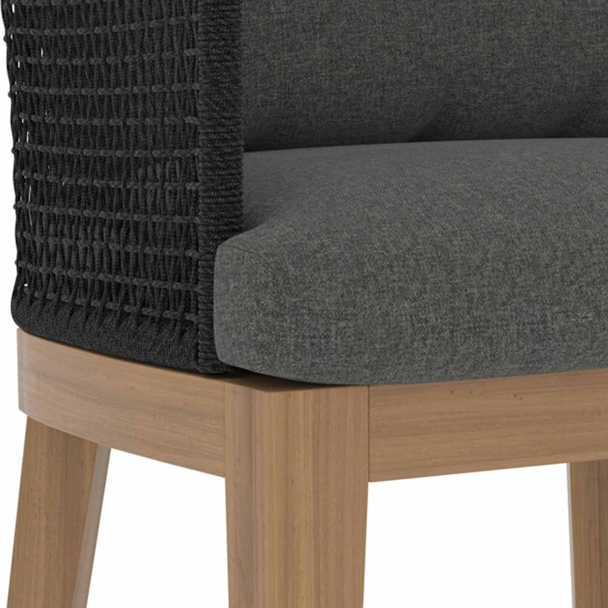 Romain Upholstered Teak Outdoor Bar Stool