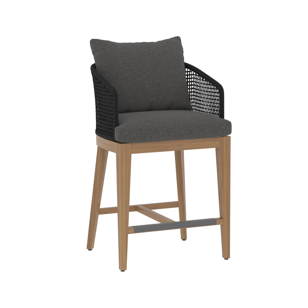 Romain Upholstered Teak Outdoor Bar Stool