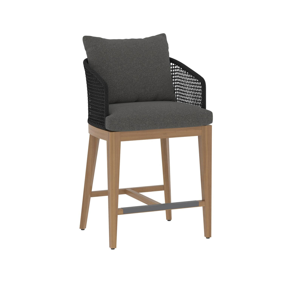 Romain Upholstered Teak Outdoor Bar Stool