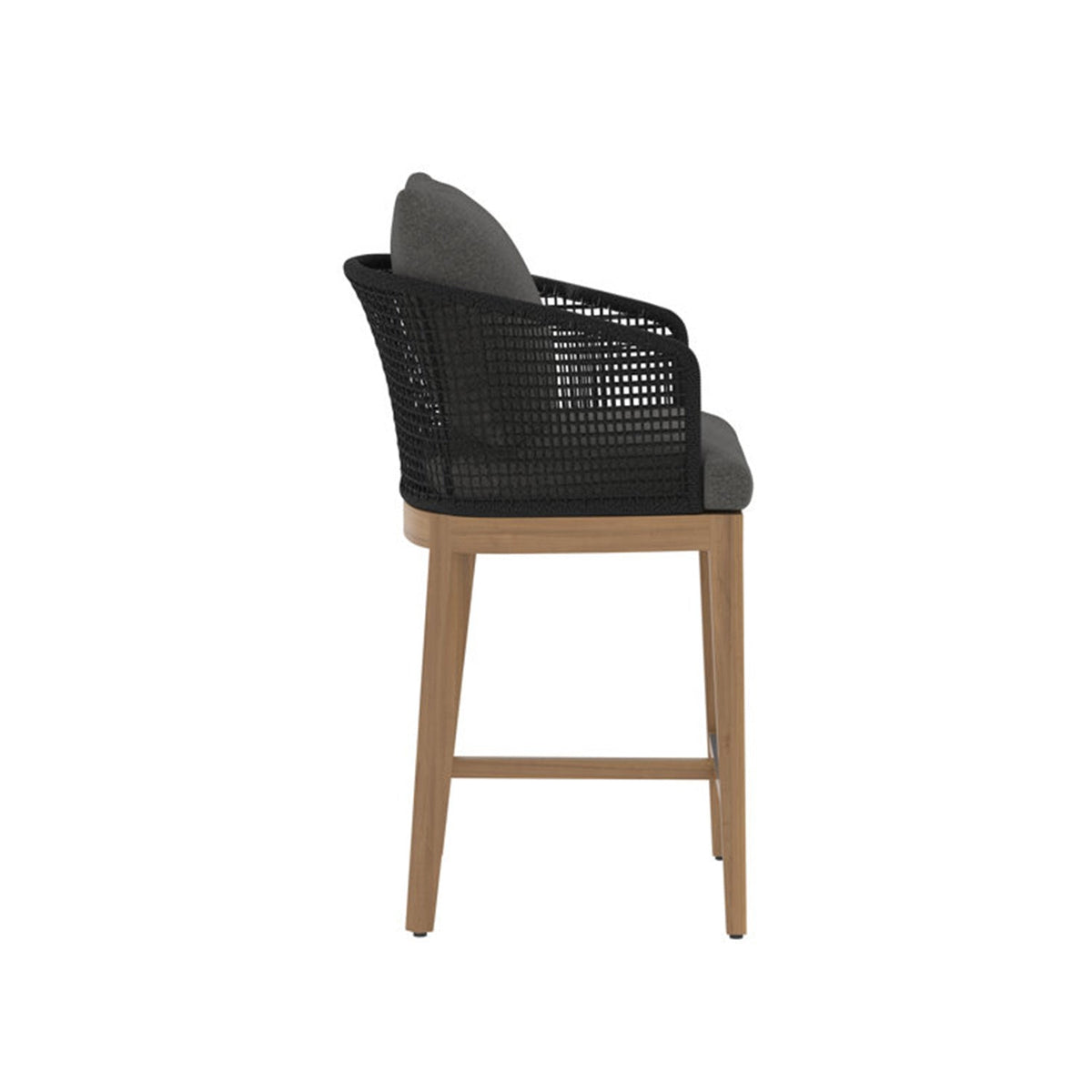 Romain Upholstered Teak Outdoor Bar Stool