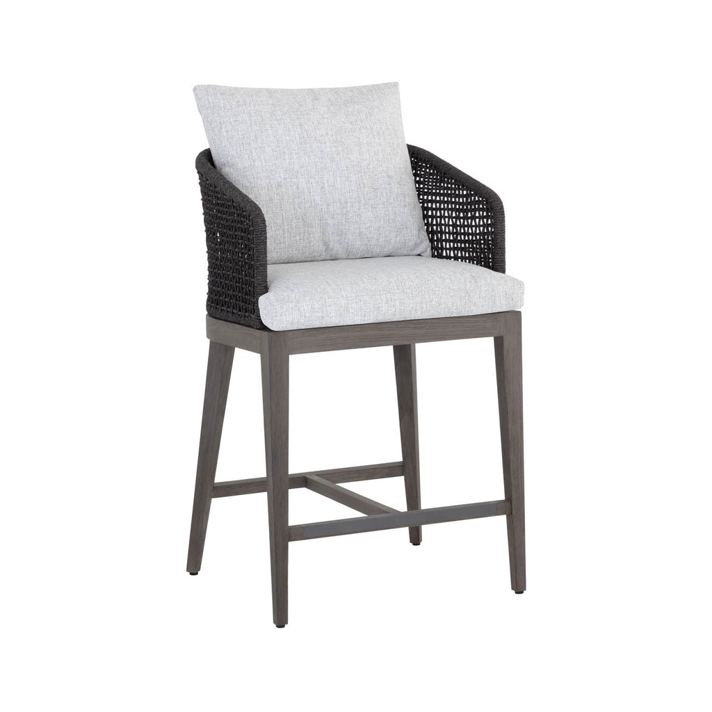 Romain Upholstered Teak Outdoor Bar Stool