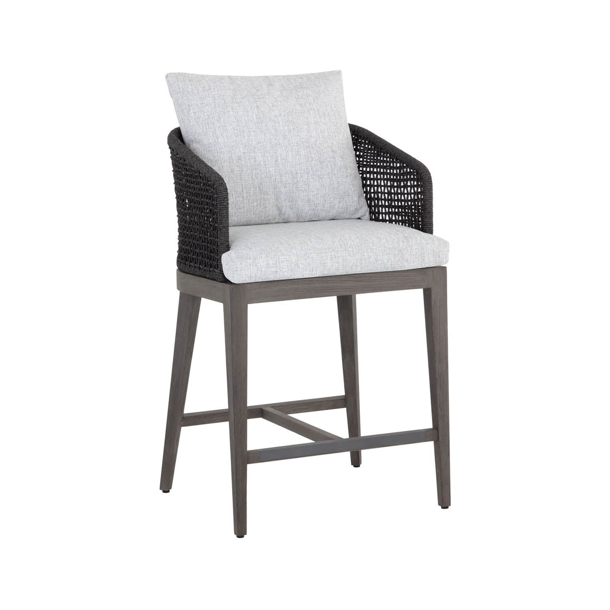 Romain Upholstered Teak Outdoor Bar Stool