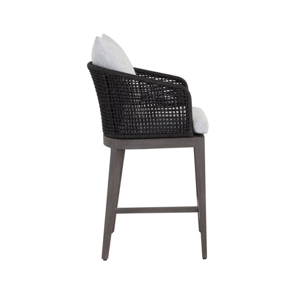 Romain Upholstered Teak Outdoor Bar Stool