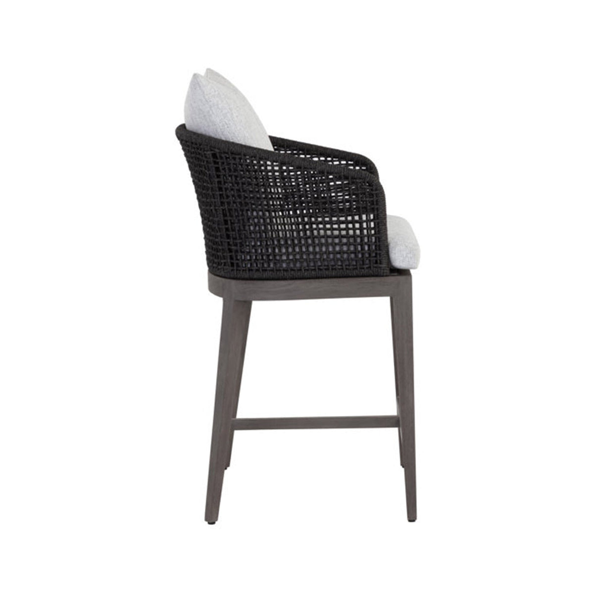 Romain Upholstered Teak Outdoor Bar Stool