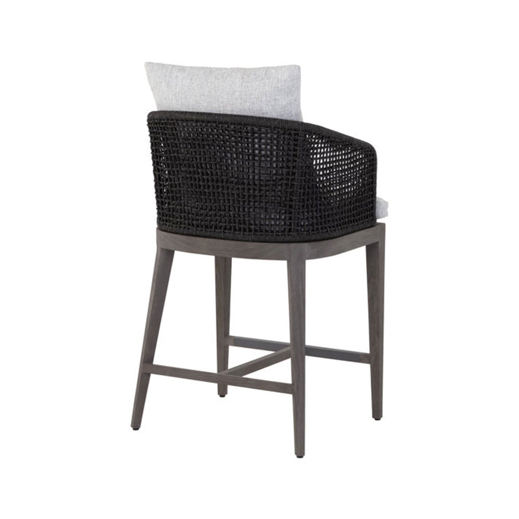 Romain Upholstered Teak Outdoor Bar Stool