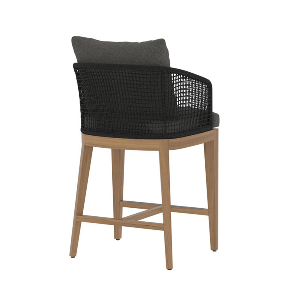 Romain Upholstered Teak Outdoor Bar Stool