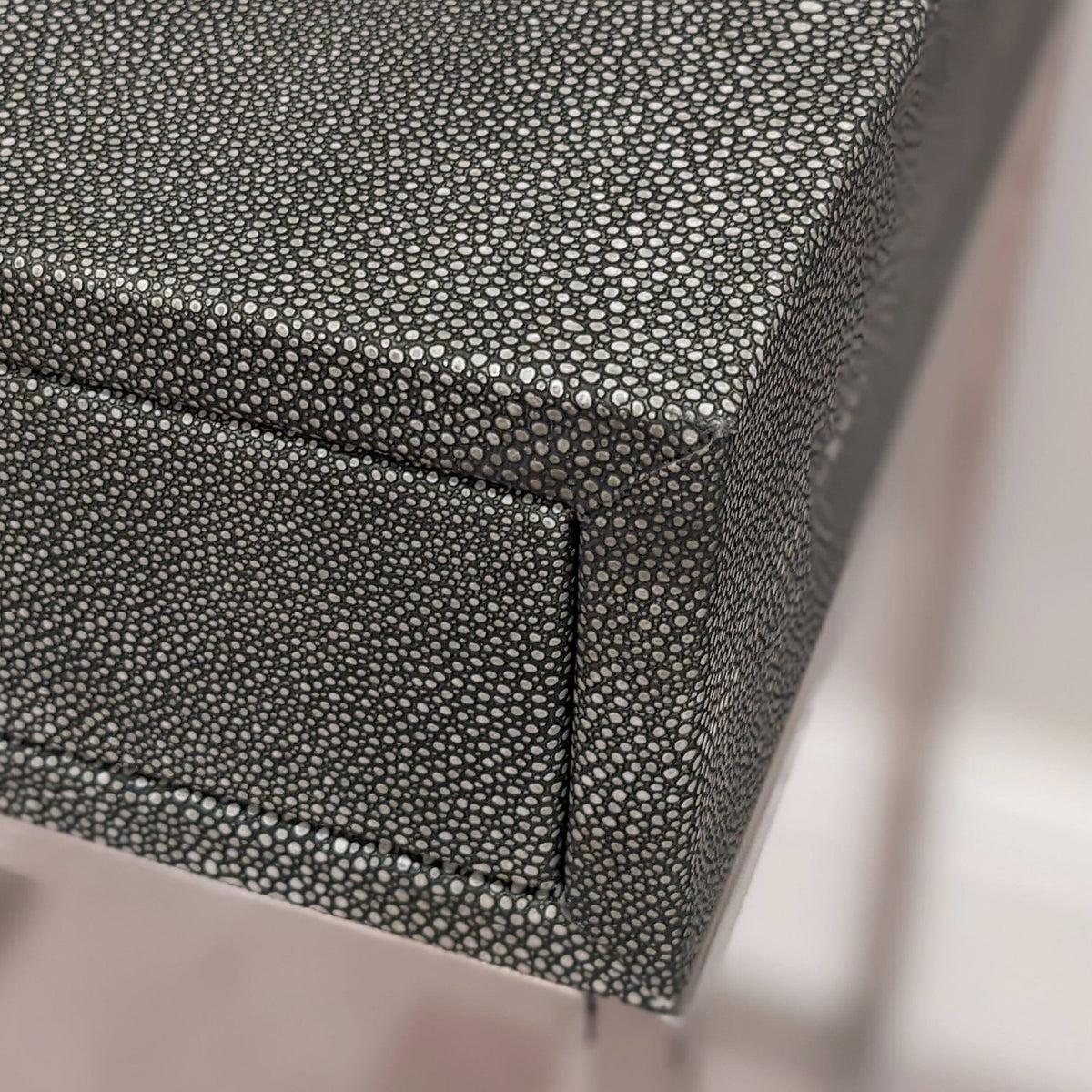 Rosero Grey Faux Shagreen Bedside Table