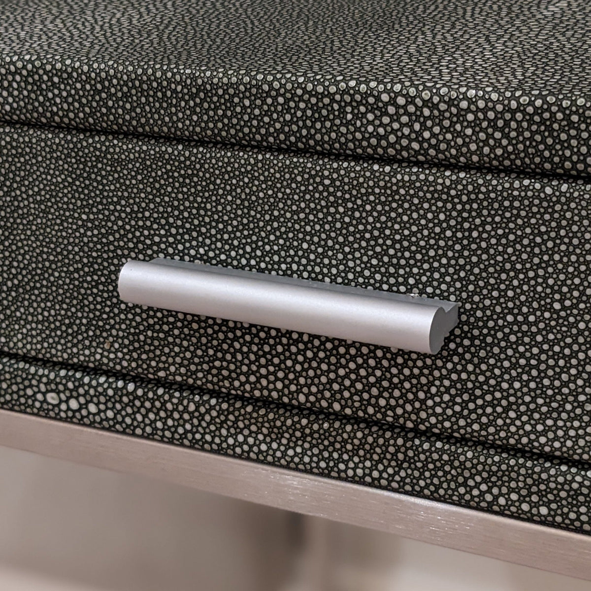 Rosero Grey Faux Shagreen Bedside Table