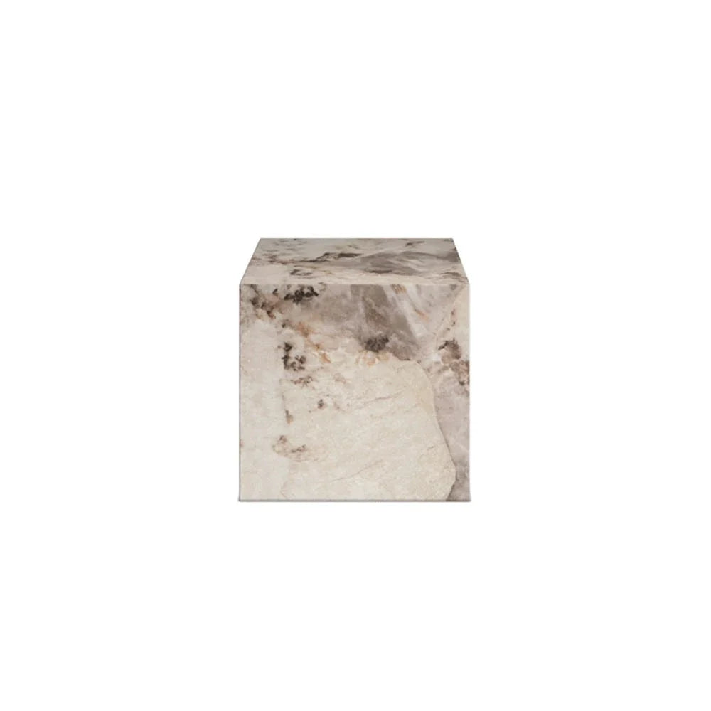Samoa Taupe & White Marble Side Table