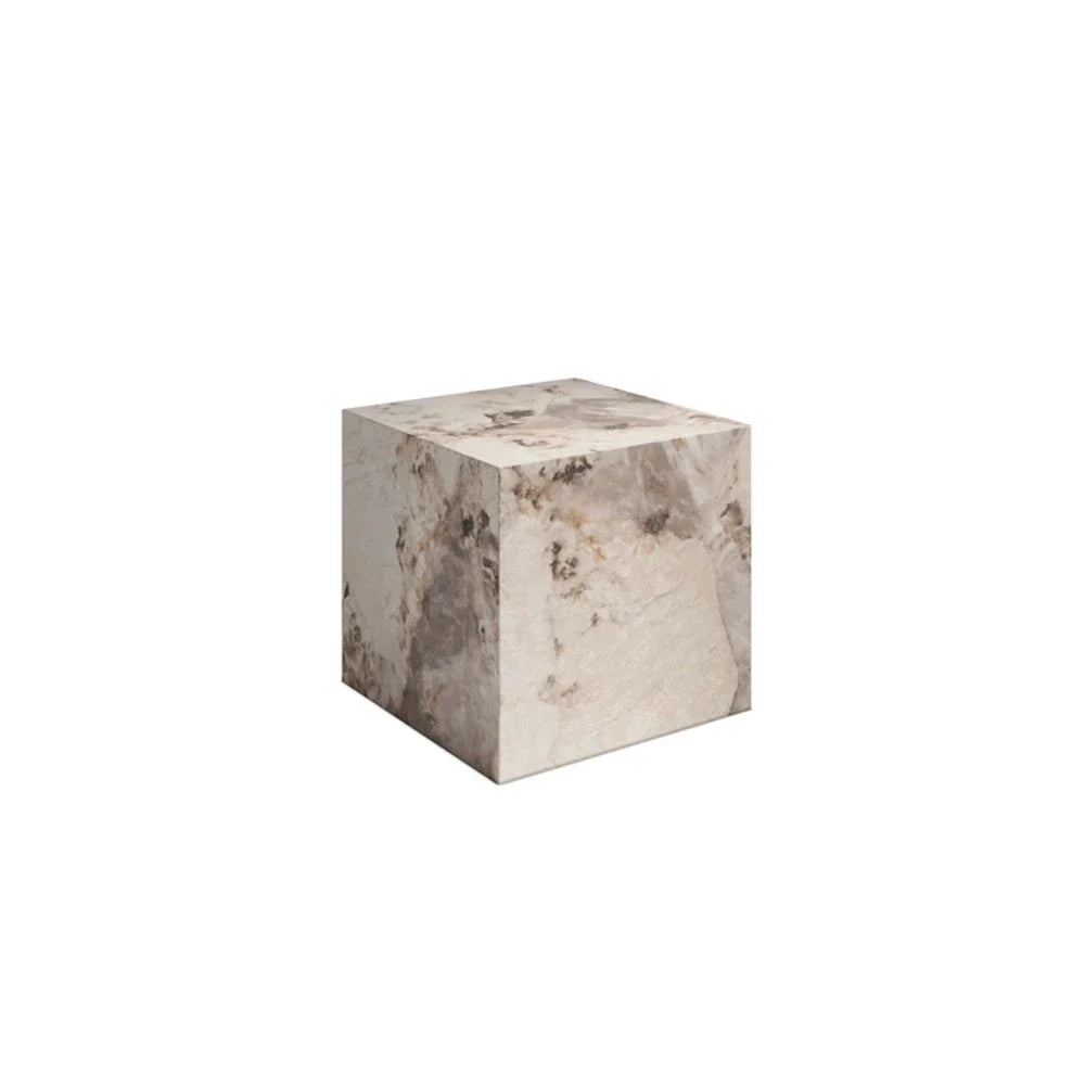 Samoa Taupe & White Marble Side Table