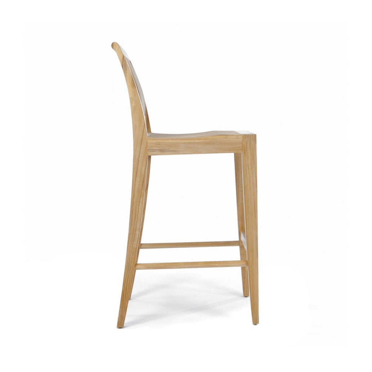 Samuel Upholstered Armless Teak Outdoor Bar Stool