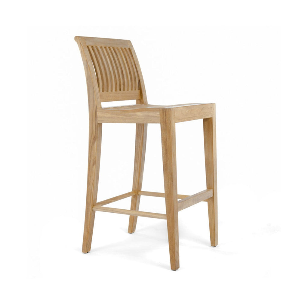 Samuel Upholstered Armless Teak Outdoor Bar Stool