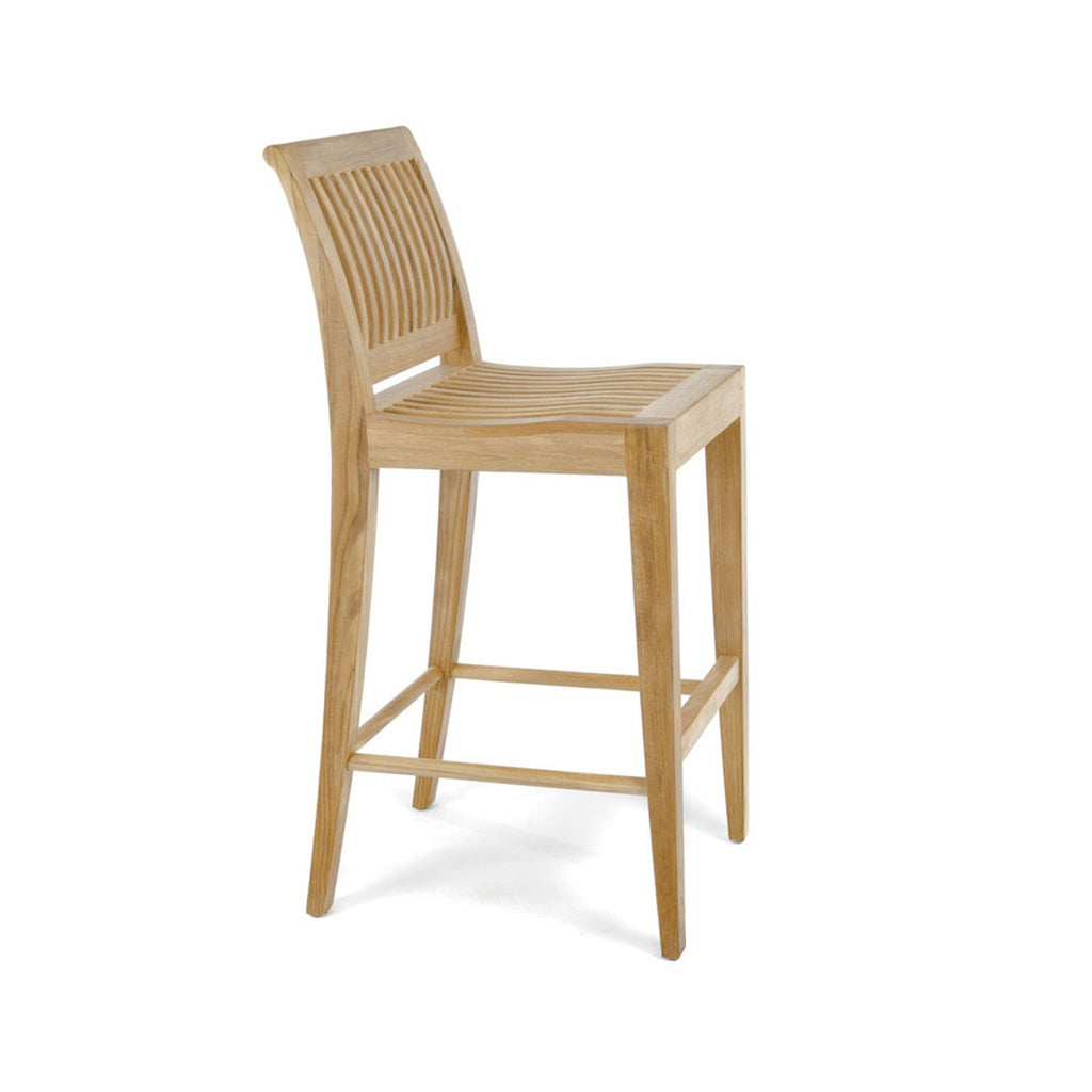 Samuel Upholstered Armless Teak Outdoor Bar Stool