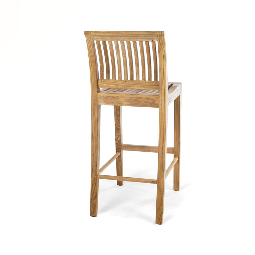 Samuel Upholstered Armless Teak Outdoor Bar Stool