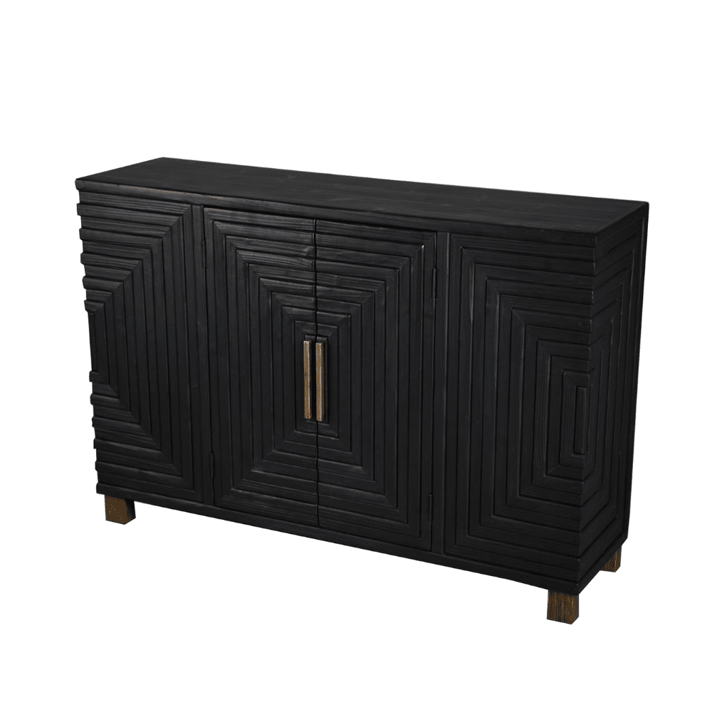 Shelin Black 2 Door Sideboard with Gold Handles