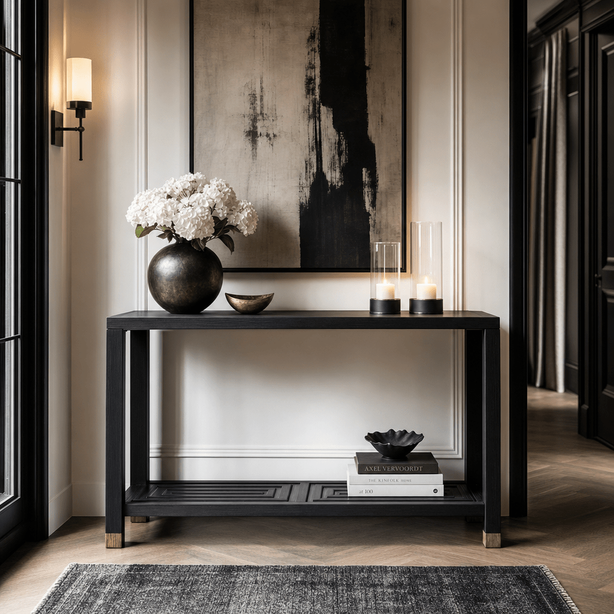 Shelin Black Console Table