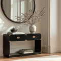 Skylar Premium Black & Gold 2 Drawer Console Table