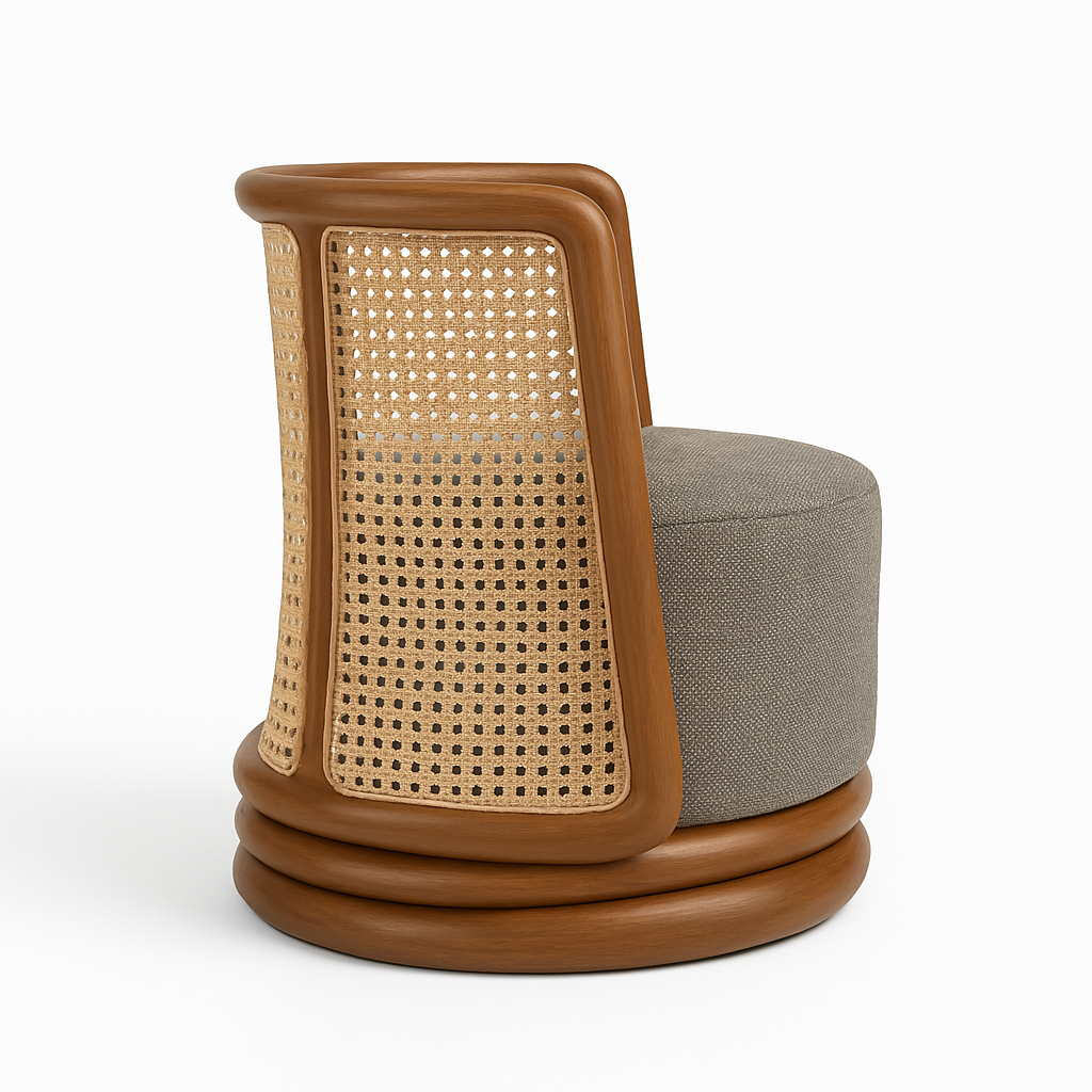 Sociana Rattan Swivel Lounge Chair Dubai Sand Fabric