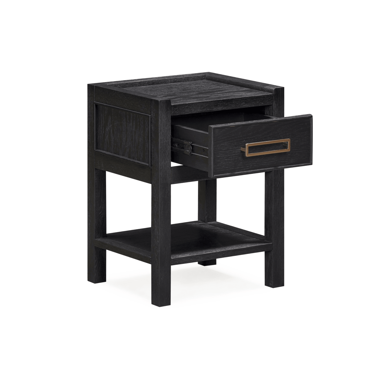 Soho Black Oak Veneer 1 Drawer Bedside Table