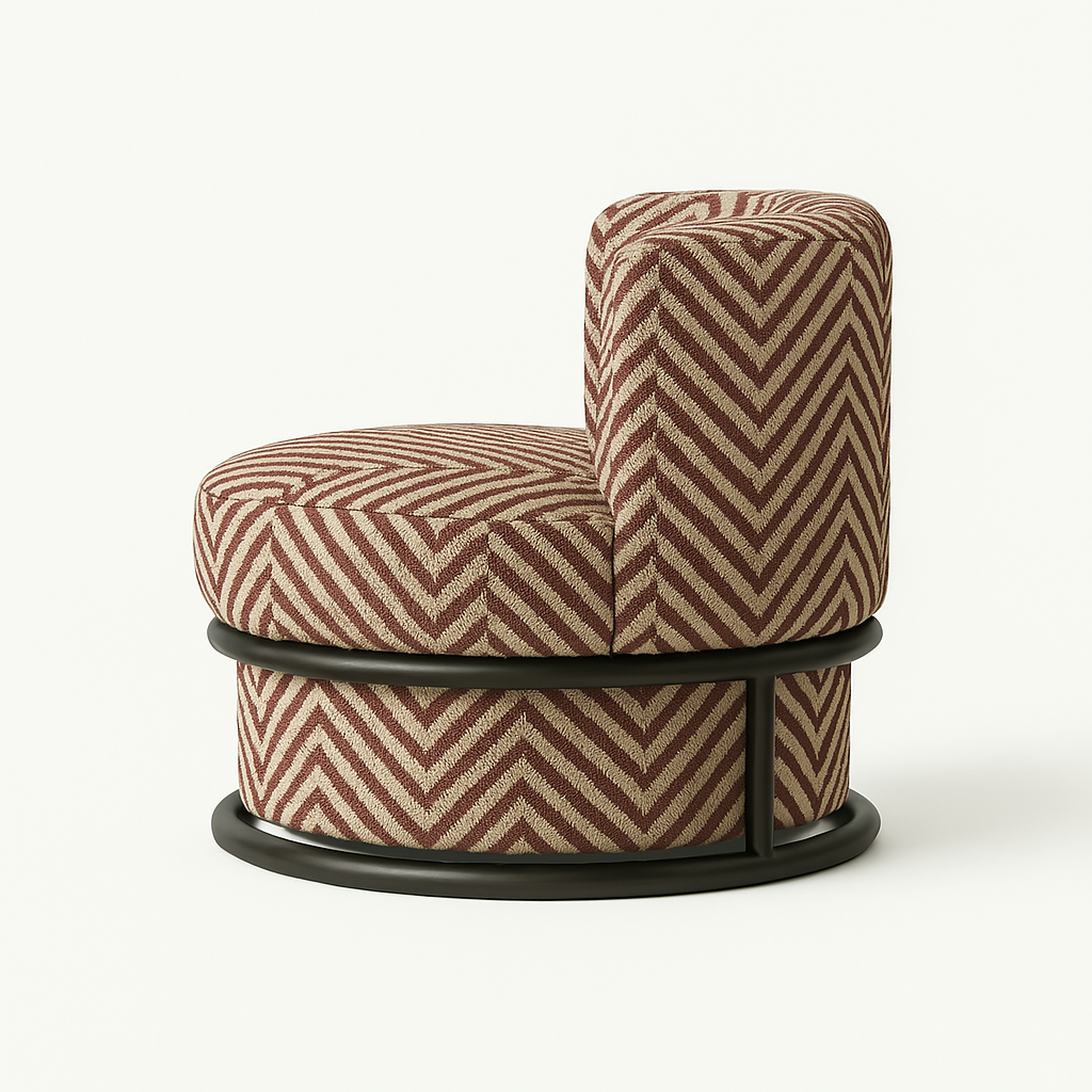 Songkram Swivel Lounge Chair  Chevron Performance Fabric