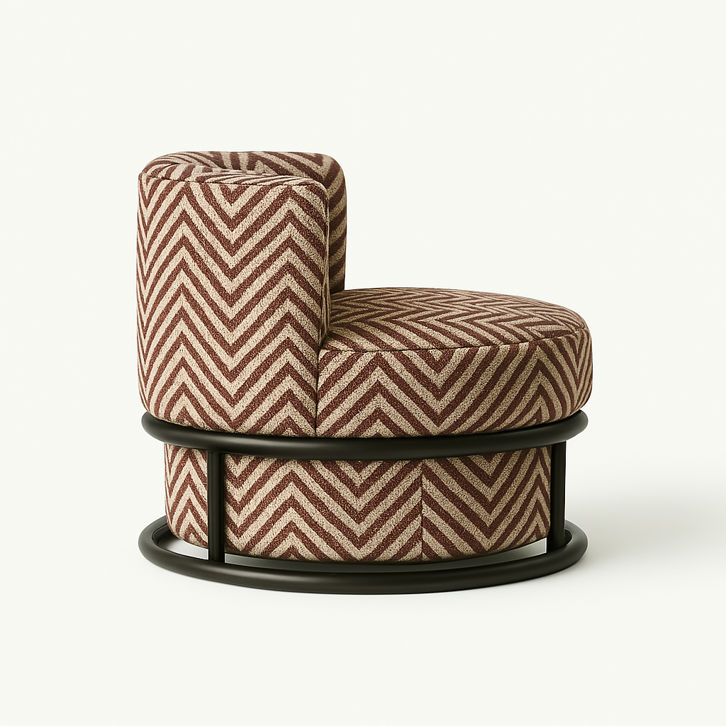 Songkram Swivel Lounge Chair  Chevron Performance Fabric