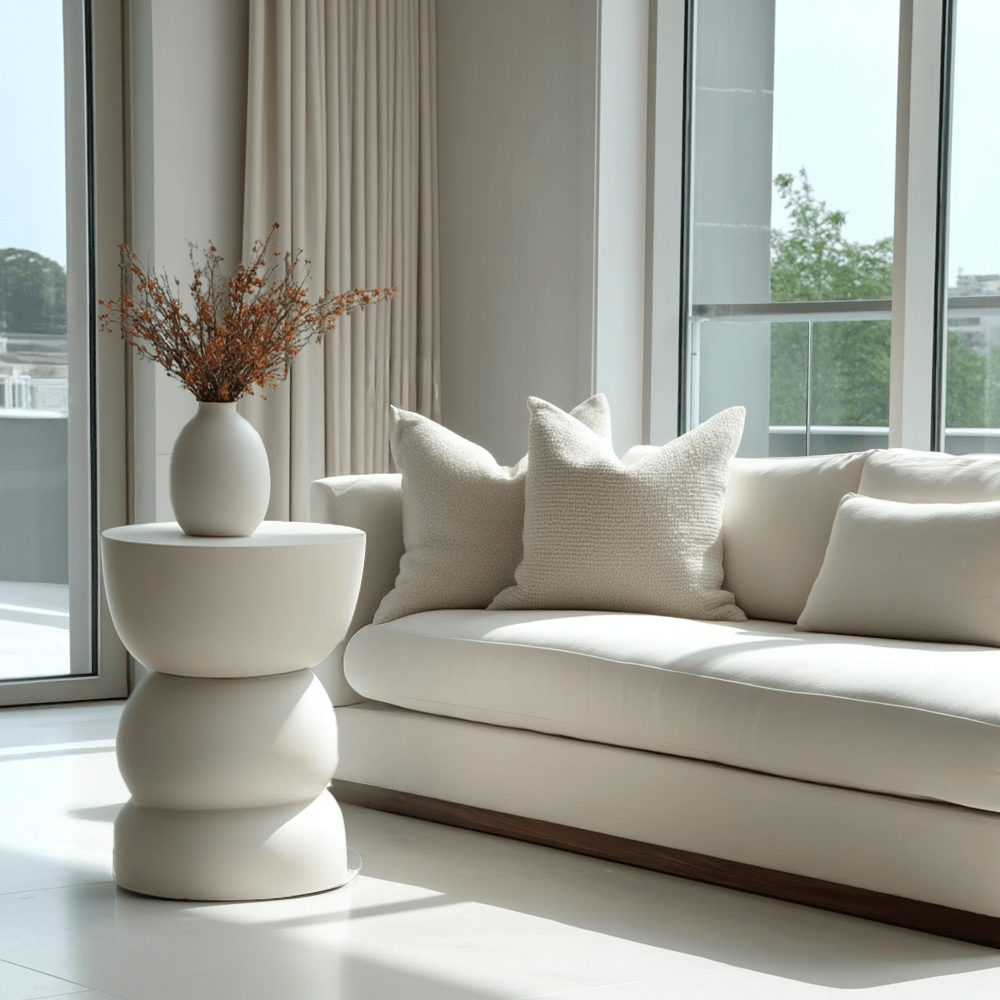 Stamford Cream Wood Abstract Side Table