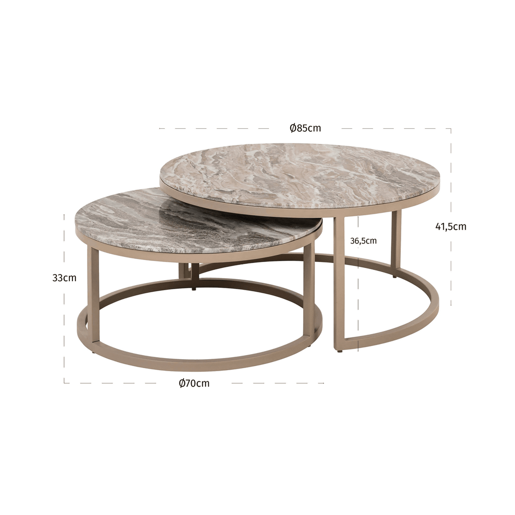 Sylvaine Taupe & Marble Topped Nested Coffee Tables