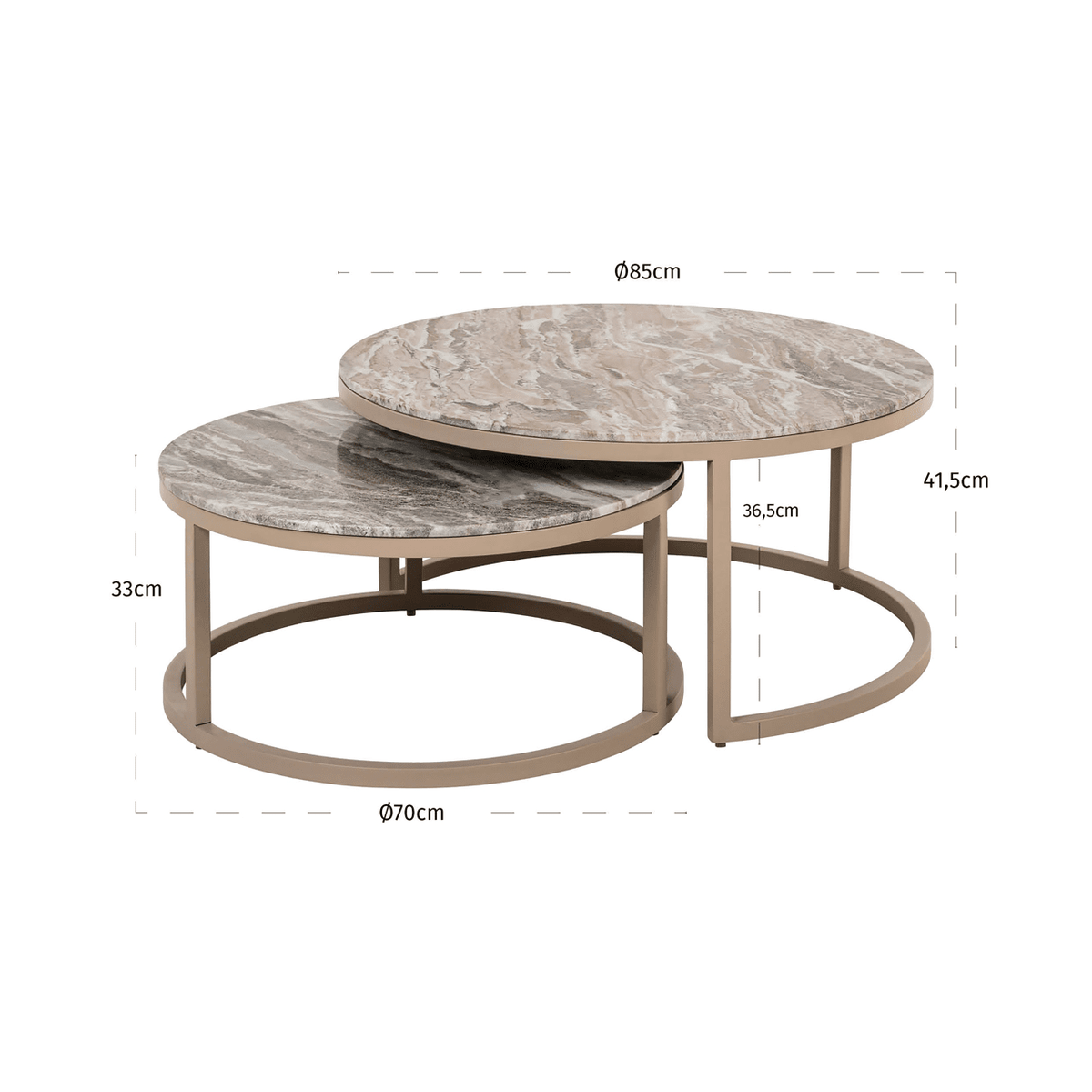 Sylvaine Taupe & Marble Topped Nested Coffee Tables