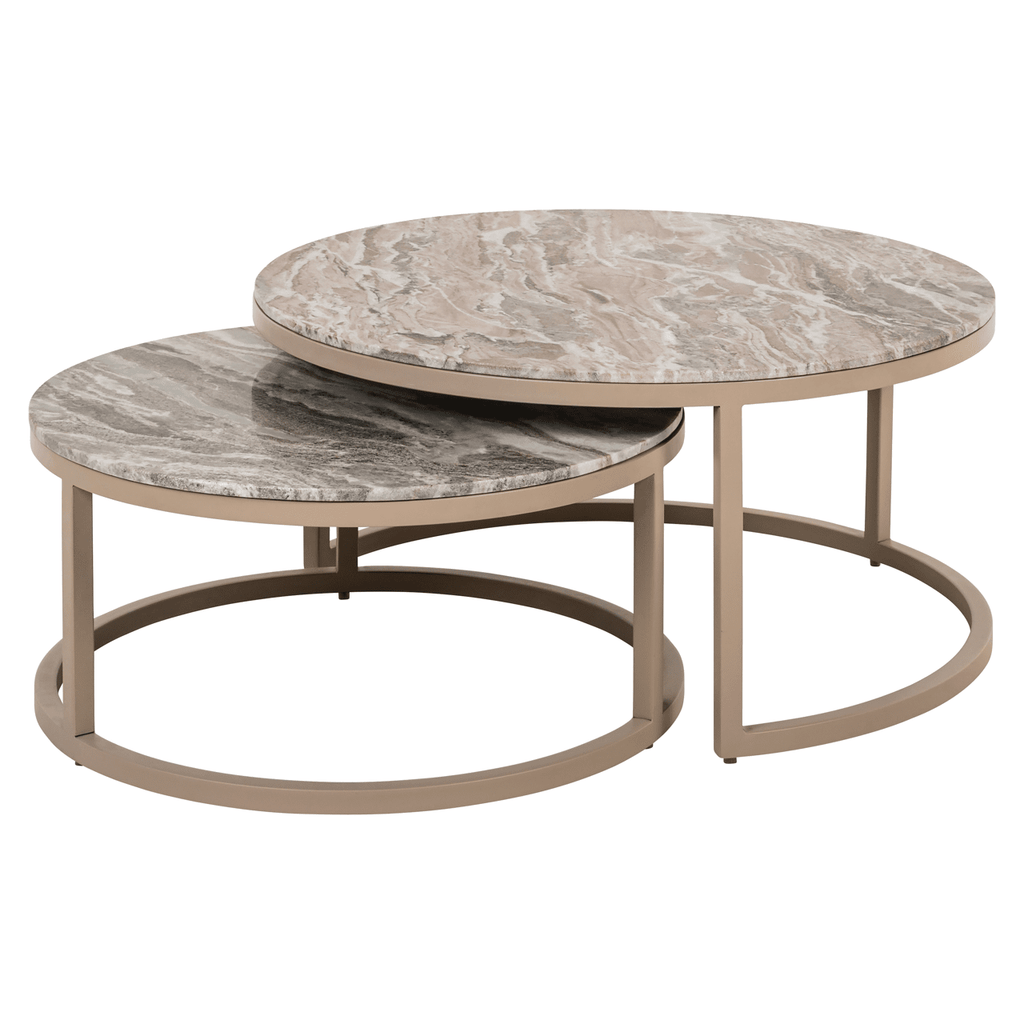 Sylvaine Taupe & Marble Topped Nested Coffee Tables