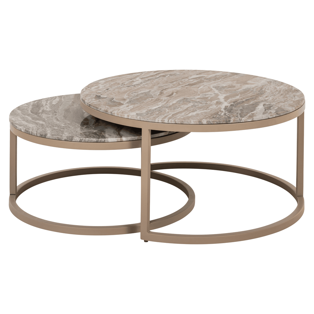 Sylvaine Taupe & Marble Topped Nested Coffee Tables