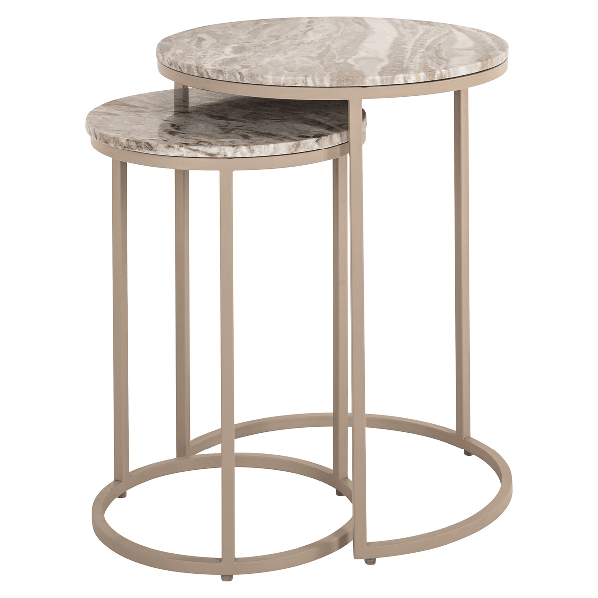 Sylvaine Taupe & Marble Topped Stackable Side Tables- Set of 2