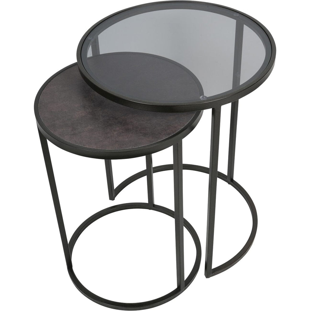 Tamara Black & Glass Set of 2 Nesting Side Tables
