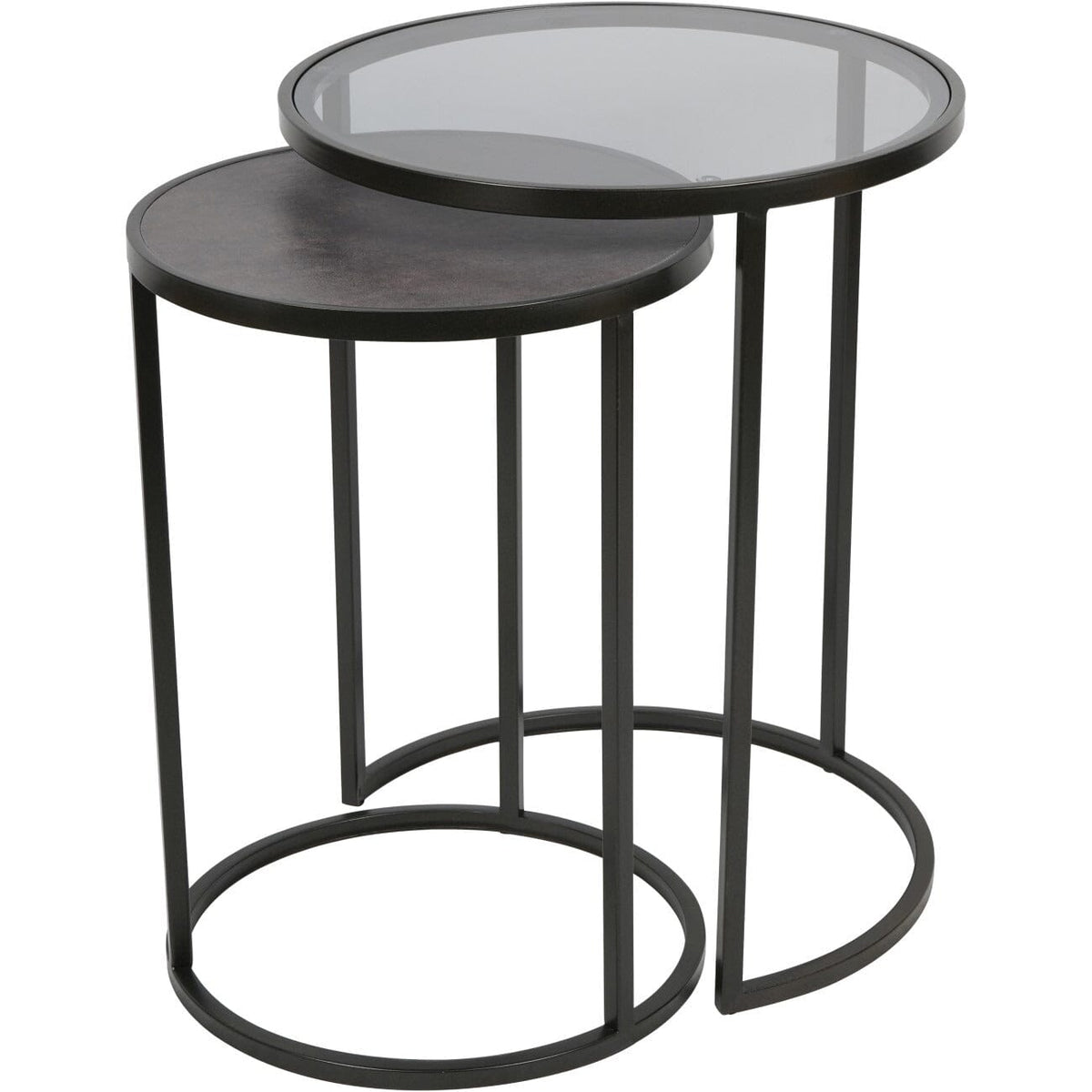 Tamara Black & Glass Set of 2 Nesting Side Tables