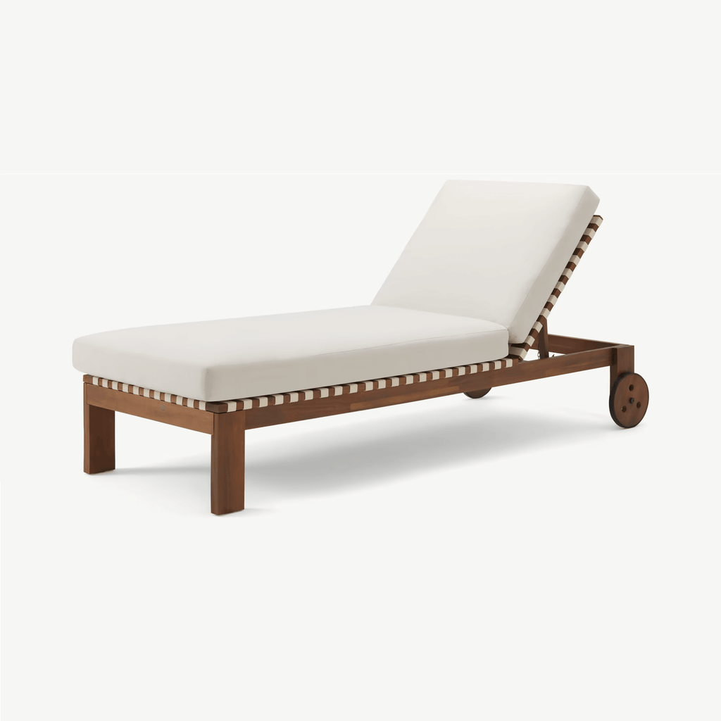 FSC Marla Teak & Cream Outdoor Sun Lounger