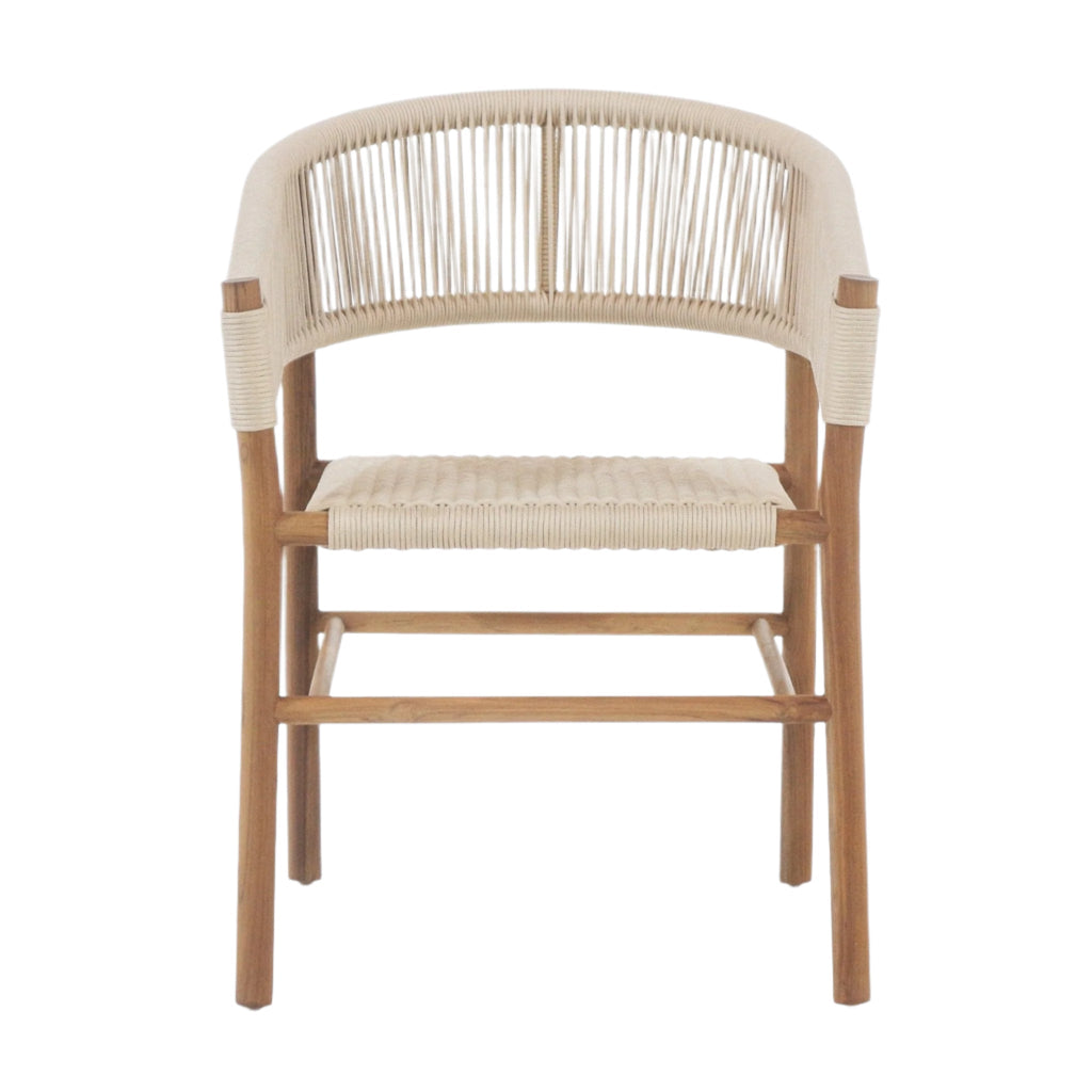 Macy Teak & Polypropylene Woven Dining Chair