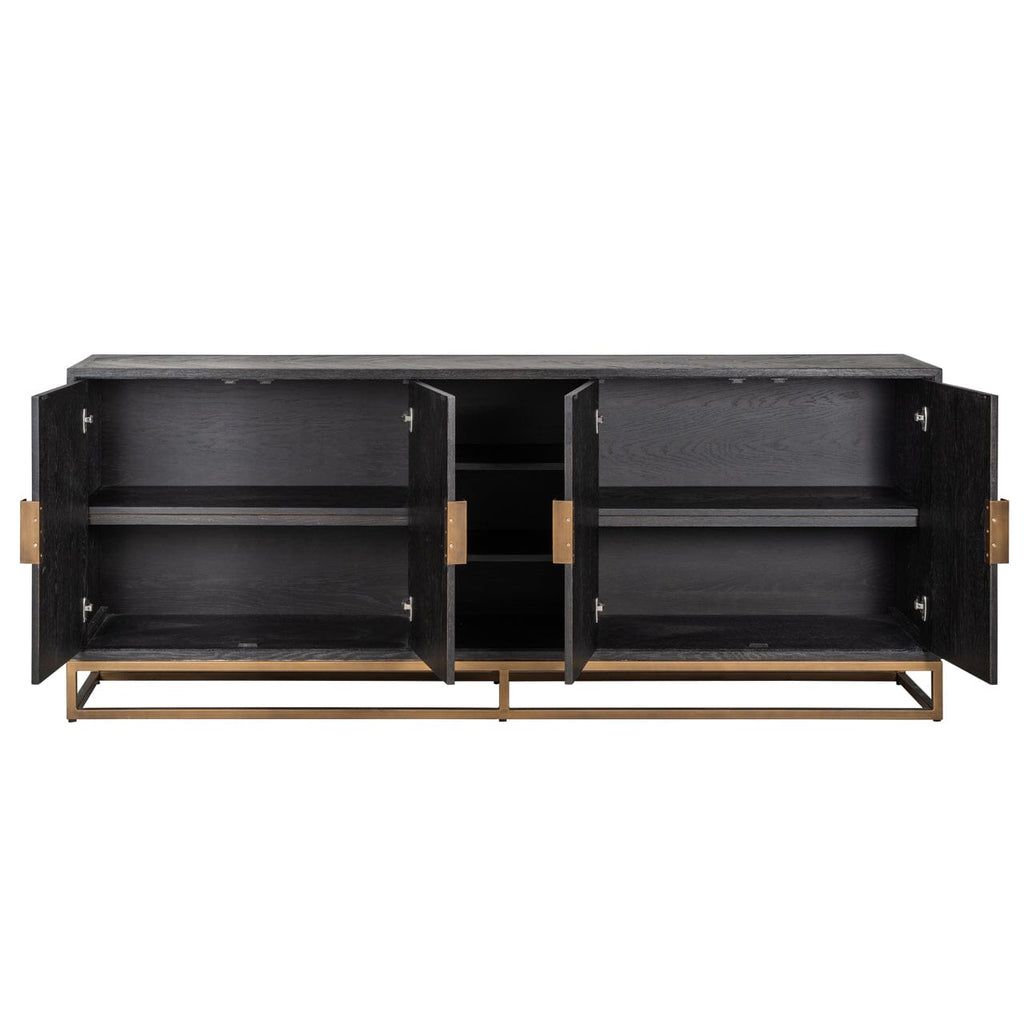 Thessaly Black Chevron Sideboard with Brass Handles
