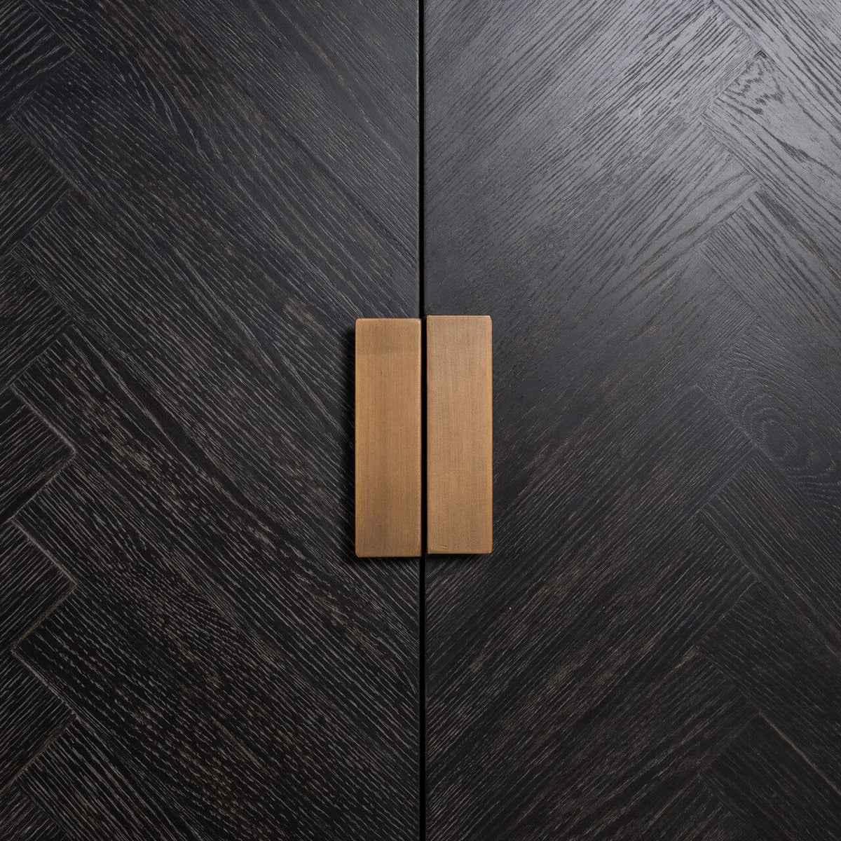 Thessaly Black Chevron Sideboard with Brass Handles