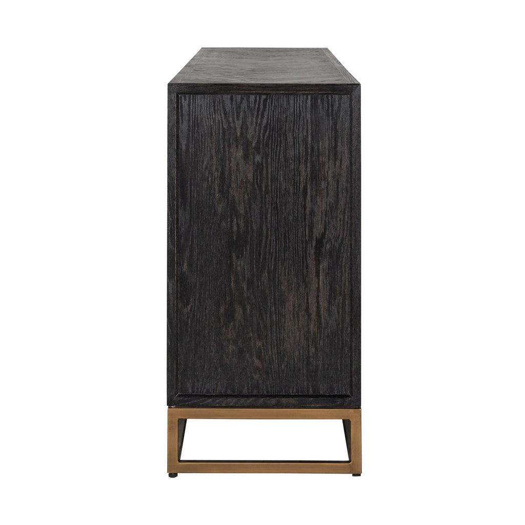 Thessaly Black Chevron Sideboard with Brass Handles