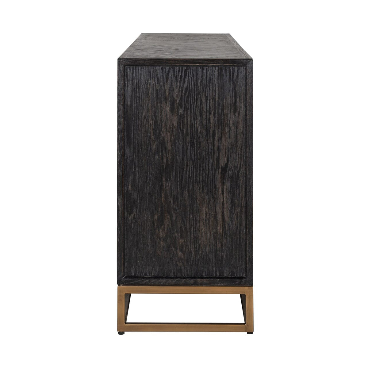 Thessaly Black Chevron Sideboard with Brass Handles