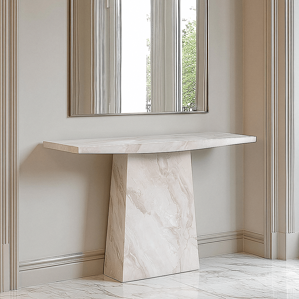 Travara Taupe & Cream Marble Console Table
