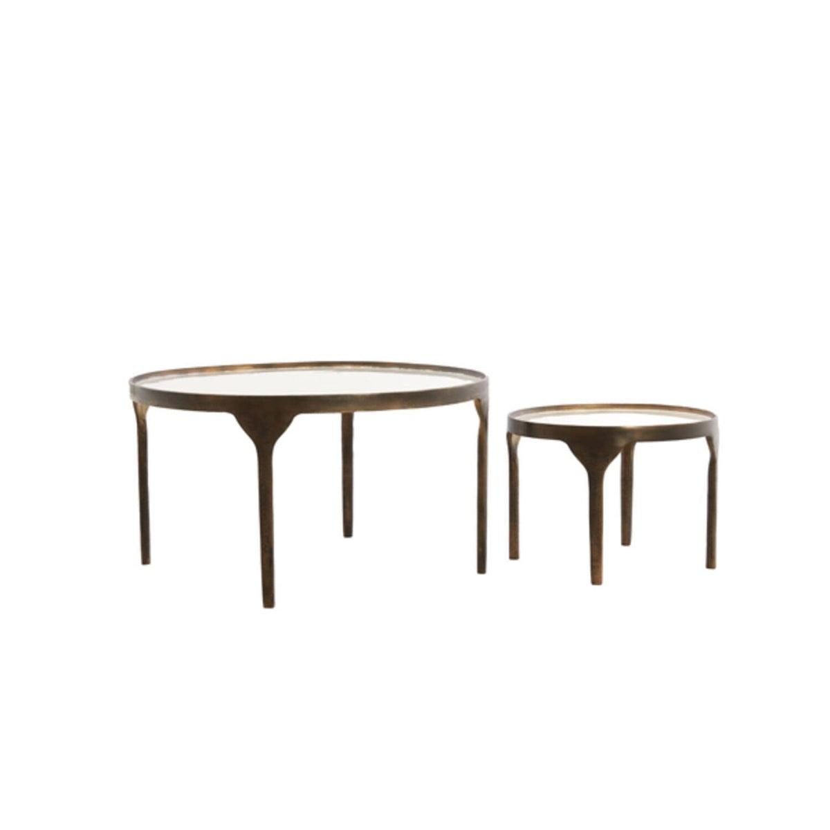 Venice Bronze Coffee Tables with Glass Top- Set of 2