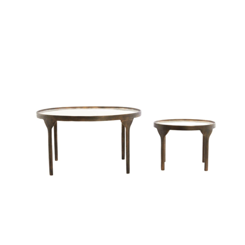 Venice Bronze Coffee Tables with Glass Top- Set of 2