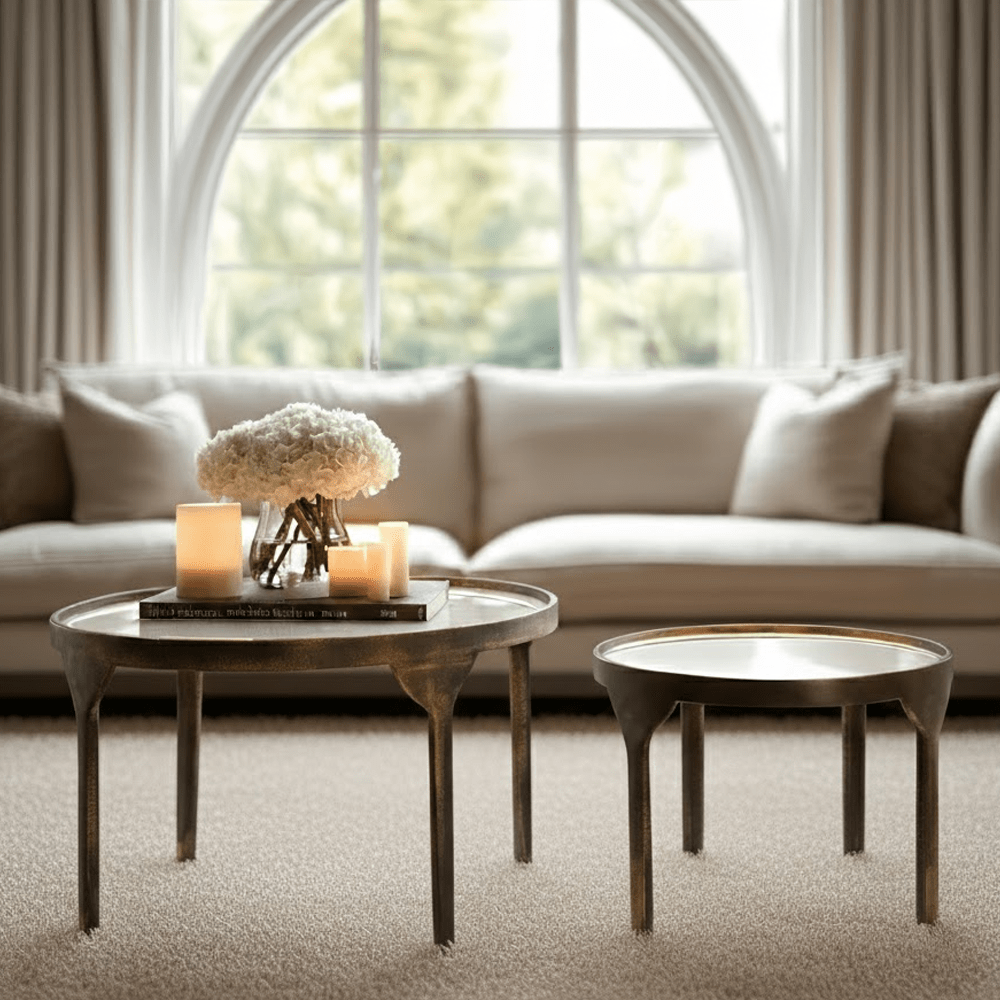 Venice Bronze Coffee Tables with Glass Top- Set of 2