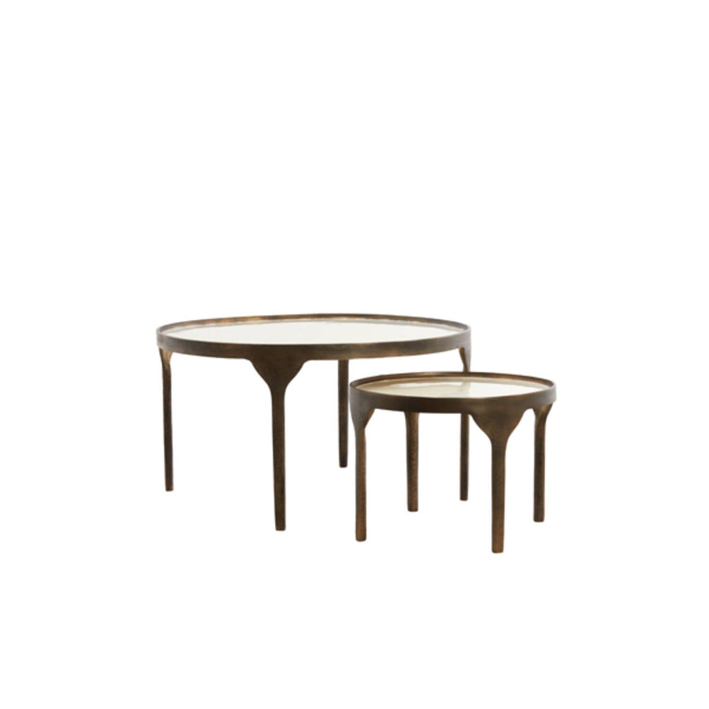 Venice Bronze Coffee Tables with Glass Top- Set of 2